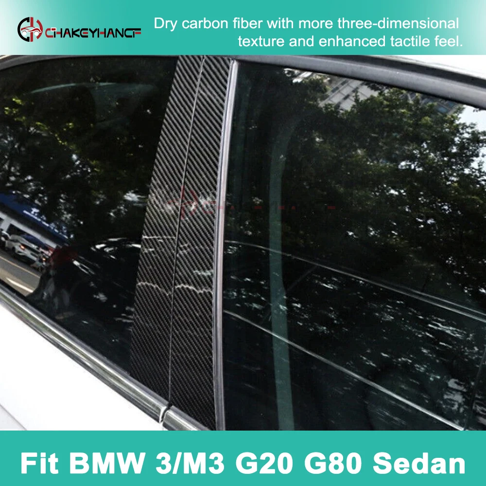 For BMW 3 M3 G20 G80 Sedan 2019-2026 Carbon Fiber B-pillar Trim Window Pillar Post Decal Car Exterior Styling Tuning Accessories