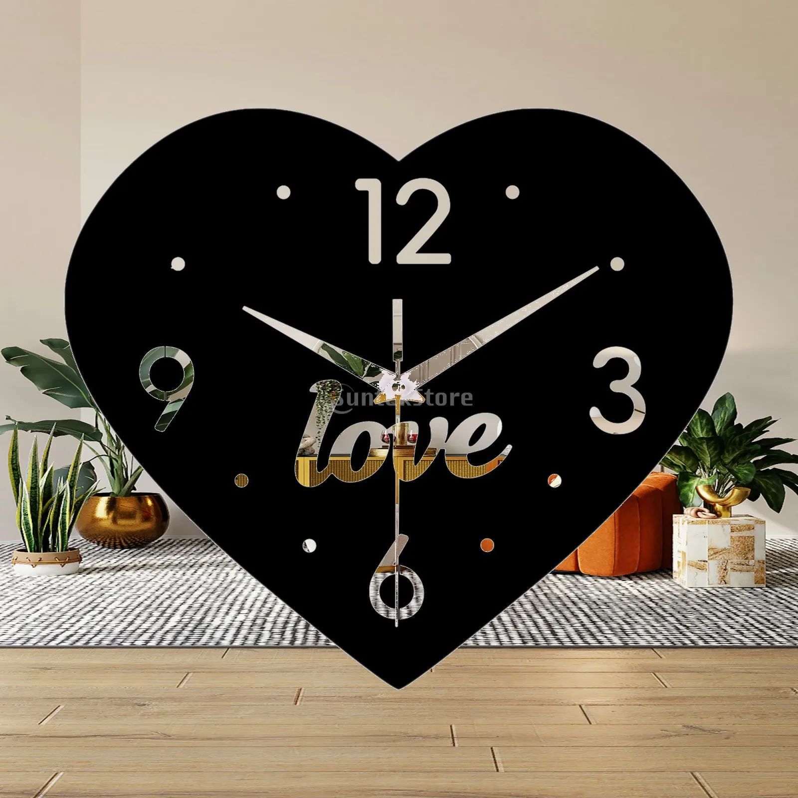 Horloge murale créative en acrylique, silencieuse, décoration romantique pour chambre à coucher, bureau, cuisine, décoration de pièce chaleureuse