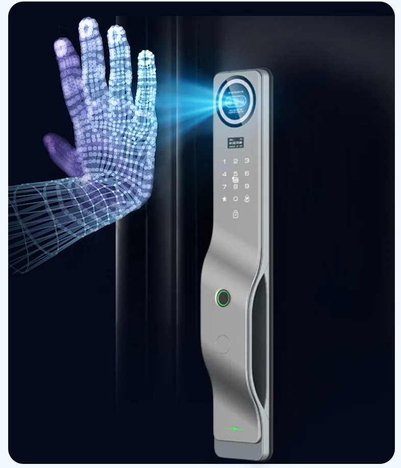 3D Face Intelligent Wifi Digital Smart Lock Fingerprint Visual Intercom Palm Vein Palmprint Biohacking RFID Security Door Lock