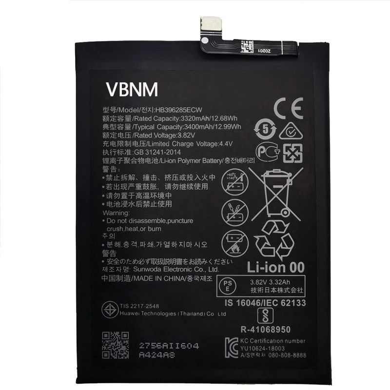 100% Original 3400mAh HB396285ECW Phone Battery For Huawei P20 Honor 10 COL-AL00 COL-AL10 COL-TL00 COL-TL10 COL-L29 + Tool