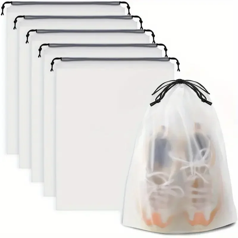 10PCS Portable Shoe Storage Drawstring Eco Storage Bag for Sundries Travel Makeup Bag Waterproof Transparent Plastic Storage Bag