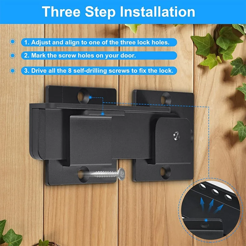 Flip Gate Latch Lock, Adjustable Flip Gate Latch Lock With 3 Padlock Hole, Heavy Duty Aluminum Alloy Door Latch