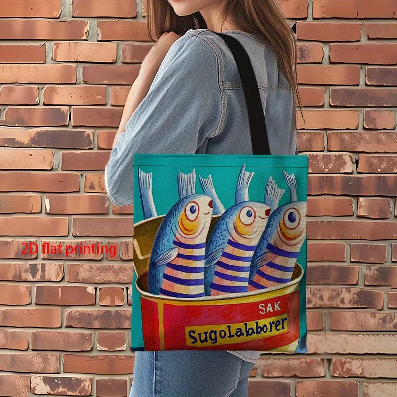 

1 шт. женская модная большая сумка с графическим принтом «Глазная сардинка и Сака Sugalaborer» — повседневная сумка, яркий дизайн