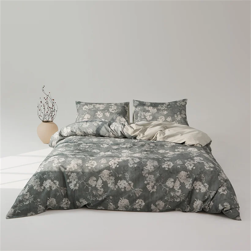 

4Pcs Luxury Egyptian Cotton Bedding Set Queen King Double Ru Europe Size Floral Printed Duvet Cover Bed Sheet Set Soft Bed Linen