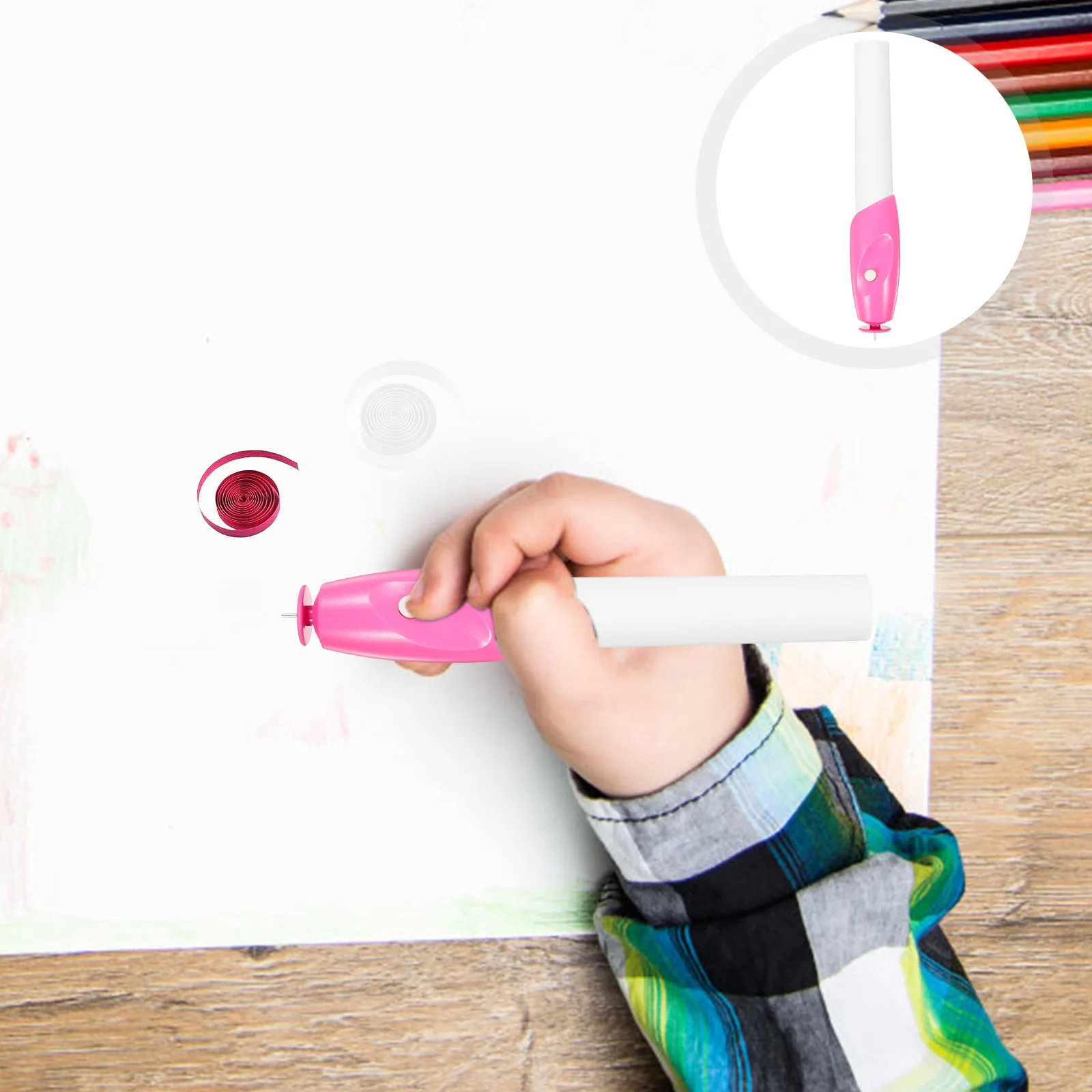 

2pcs Electric Quilling Paper Pen Portable Diy Curling Tool For Handmade Crafts Rolling Supplies Pp Material Compact Design