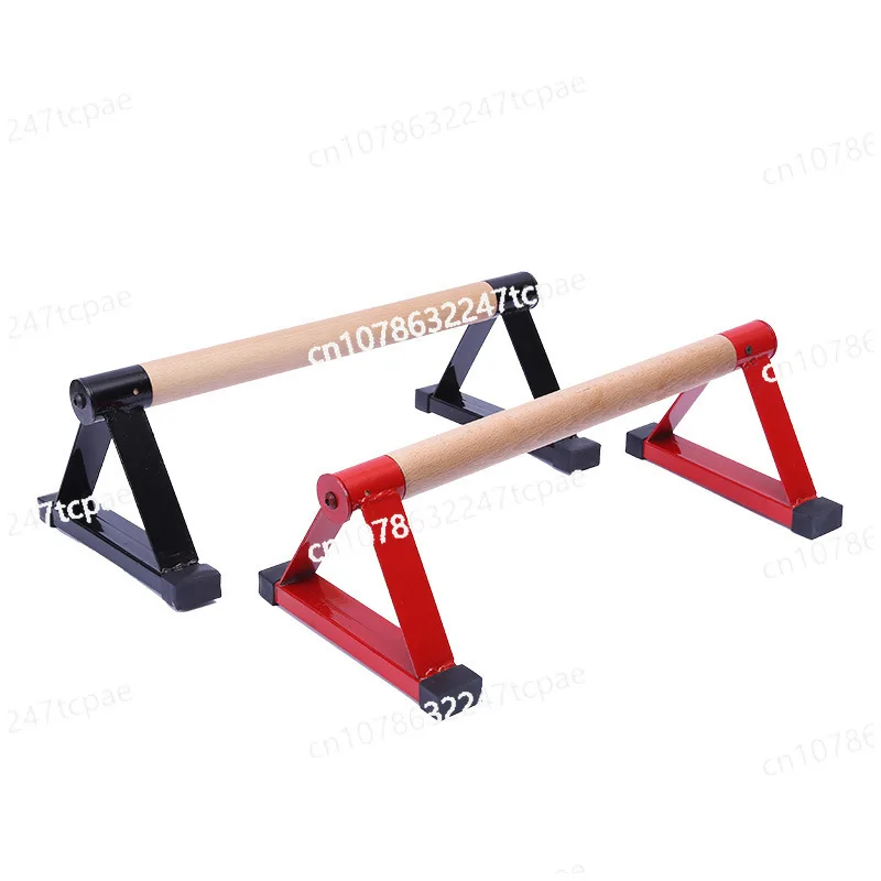 Iron triangle push-up bracket, beech inverted small parallel bars fitness equipment, wooden handle bracket