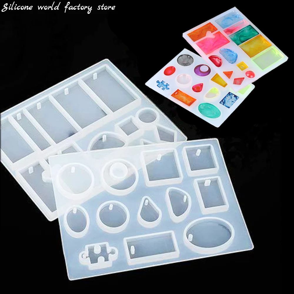 Silicone world DIY Mix Pendant Silicone Mold Resin Mold For DIY Necklace And Keychain Crystal Epoxy Resin Jewelry Making