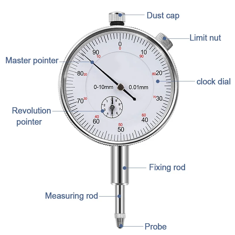 Imagem -04 - Dial Indicator com Lever Back Measurement Instrument Tool 010 mm 025 mm 030 mm 001 mm