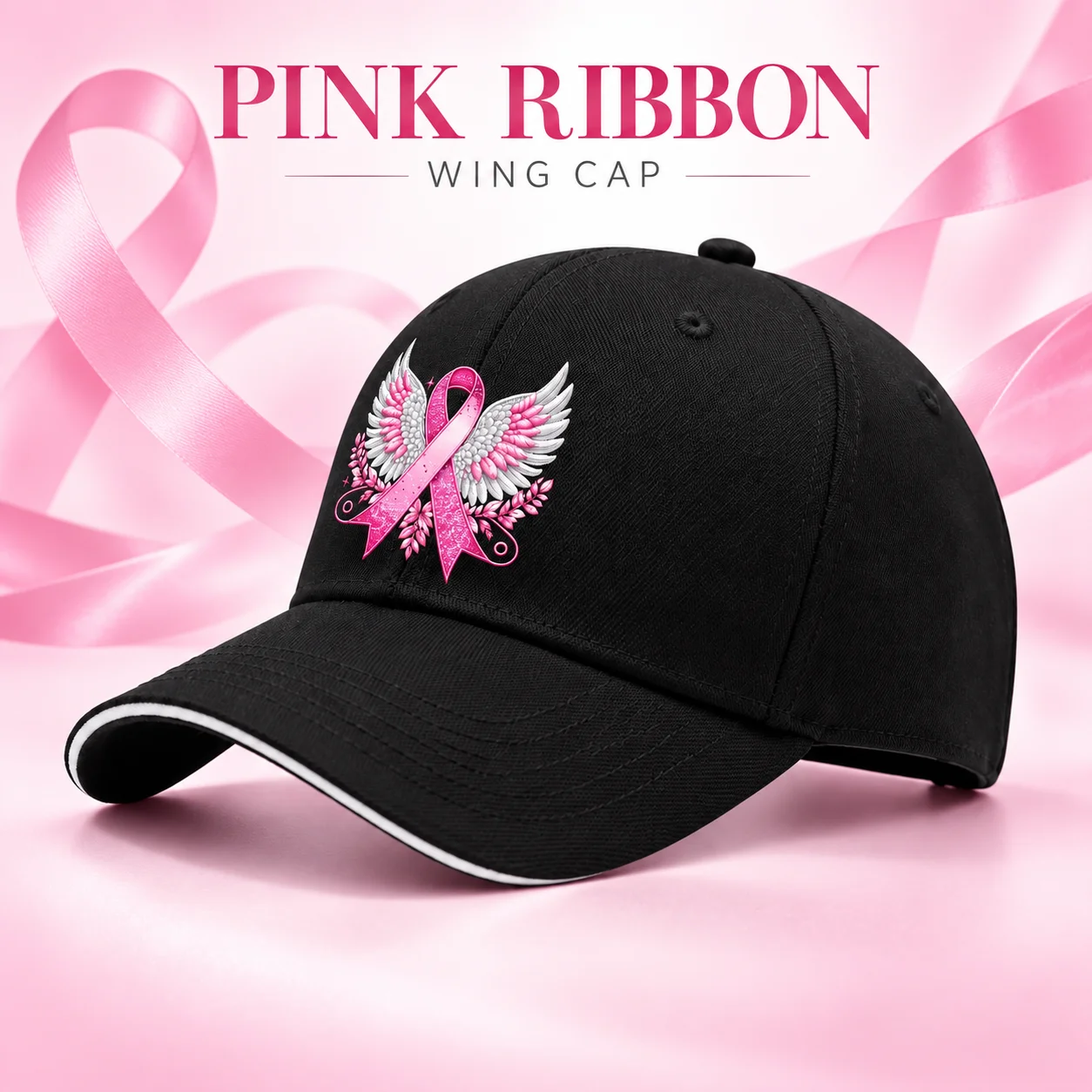 1PC pink ribbon baseball cap, breast cancer awareness adjustable button cap, fashionable casual street clothes gifts