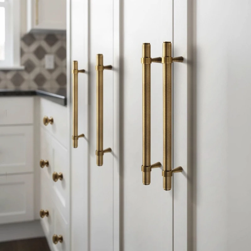 French Vintage Brass Handles for Furniture Bedroom Wardrobe Drawer Dresser Handles Furniture Hardware Kitchen Cabinet Handles