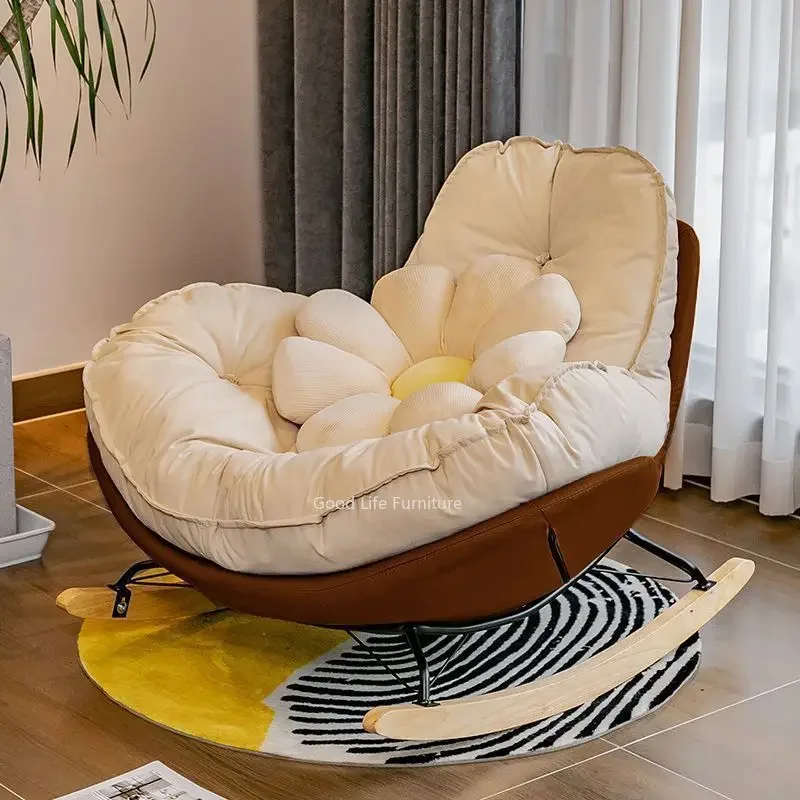 Nordic Style Single Rocking Chair, Lazy Sofa, Balcony, Bedroom, Leisure Can Lie Can Sleep, Luxury Eggshell Penguin