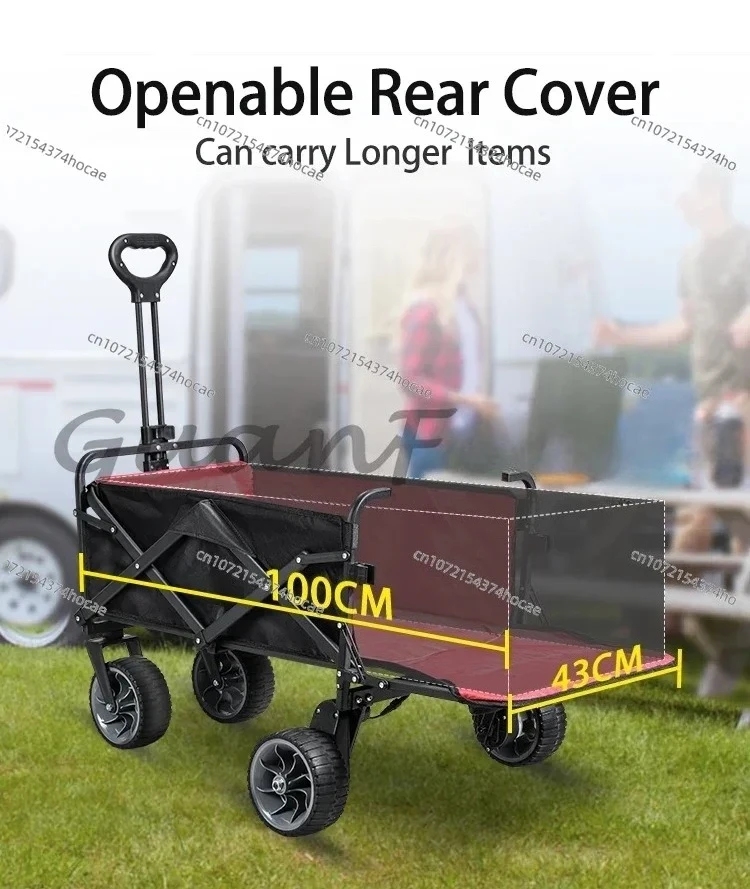 Allrad-Campingwagen mit Fernbedienungen, elektrischer Mehrzweckwagen, 7,5 Zoll All-Terrain-Rad, faltbarer Strandwagen für