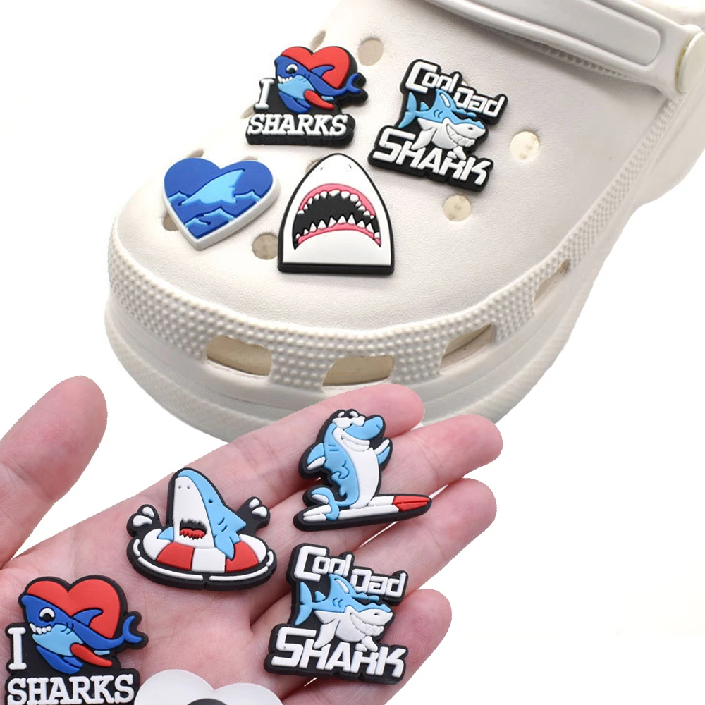 

1pcs PVC Shark for Crocs Accessories Charms Men Badge Women Clogs Buckle Kids Pins Shoe Decoration Jeans X-mas Gift