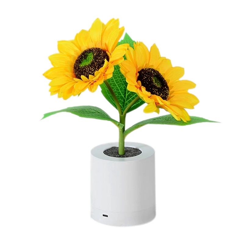 Rechargeable Sunflower LED Simulation Night Light Table Lamp Simulation Flowers Decorative Desk Lamp