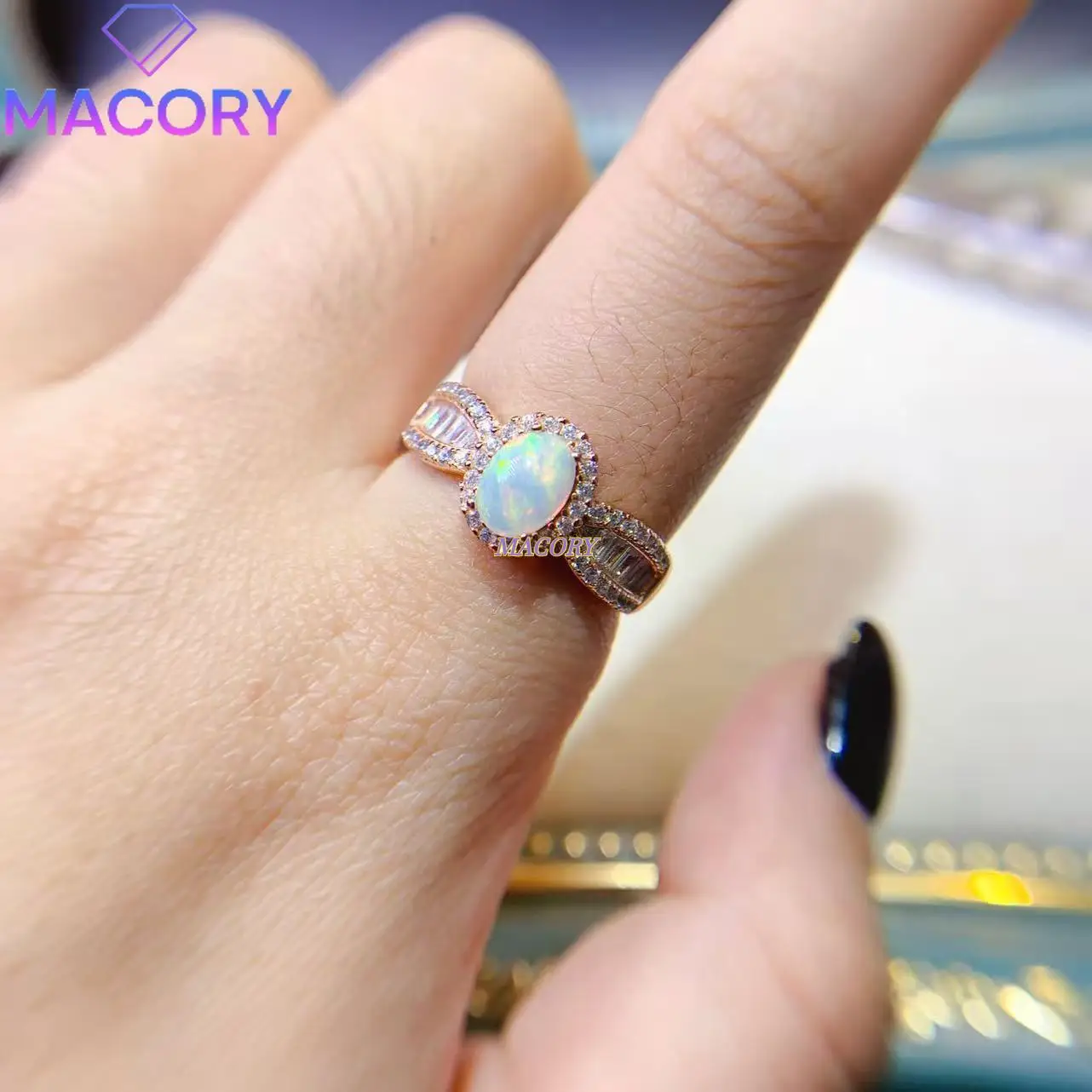 Natural Opal Ring for Women, 925 Sterling Silver, Classic Simple Low-Key Luxury, New Style with Certificate Inspection