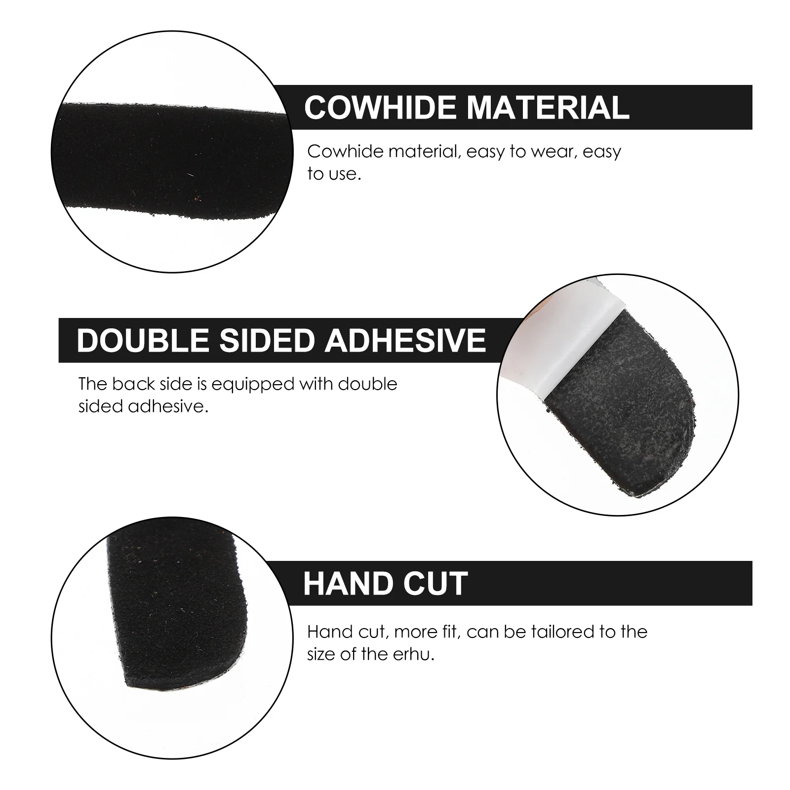 

6Pcs Erhu Anti-Collision Gussets Portable Wear-Resistant Cattlehide Crash-Proof Pads for Erhu Angle Protection