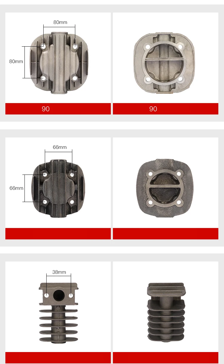 Luftkompressor-Zylinderkopf, 0,25/0,36/0,67/0,6/0,9 Aluminium-Anschlüsse, Kühlabdeckung, pneumatisches Antrieb – Detail 3