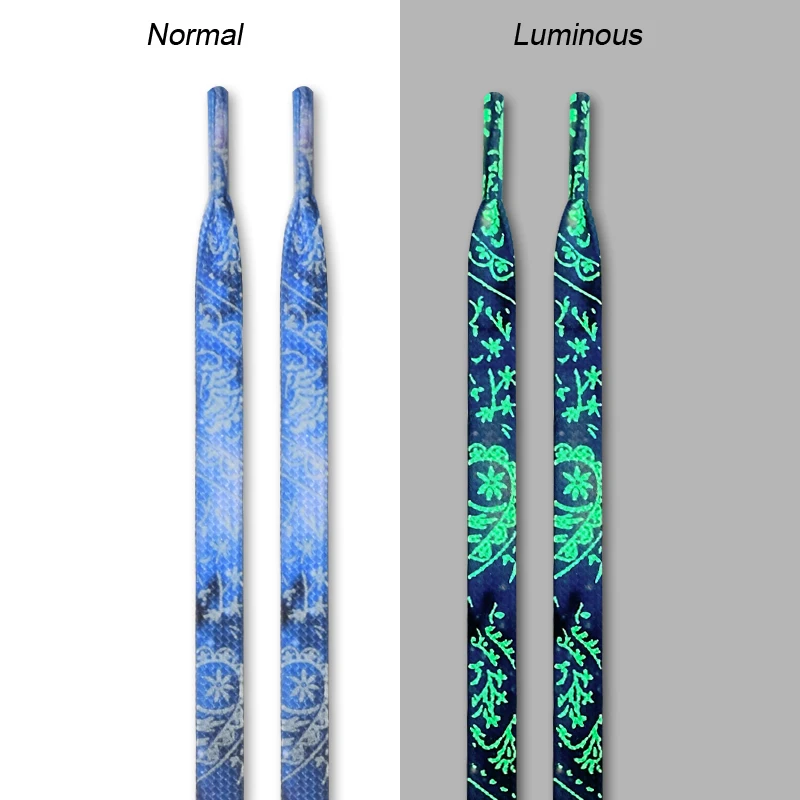 1 Paar fluoreszierende Schnürsenkel für Nachtläufe, coole flache Schnürsenkel mit Splash-Ink-Druckmuster für Sneaker und Leinenschuhe – Detail 14