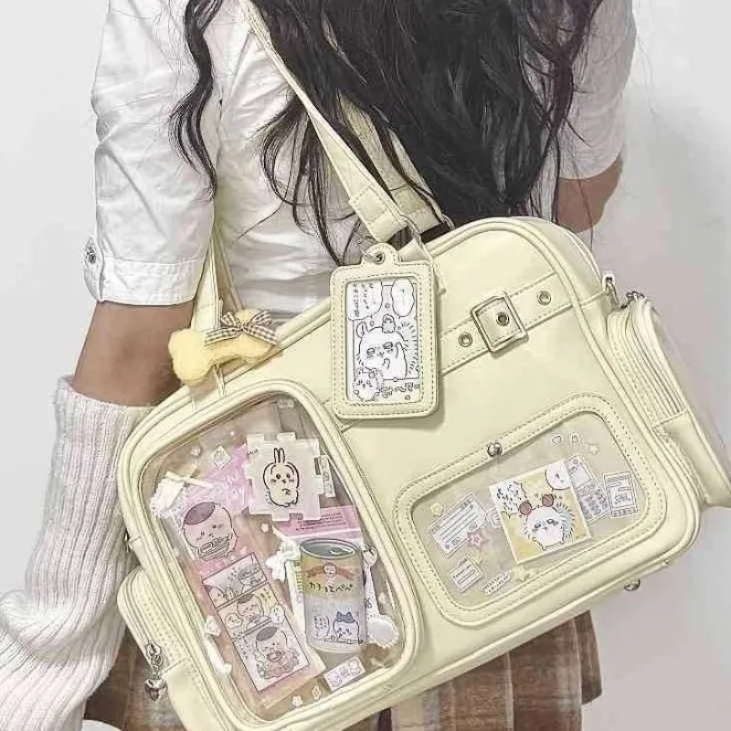 Japanese Tote Bag Fashion Concert Shoulder Bag Student Backpack Transparent Multi-pocket Messenger