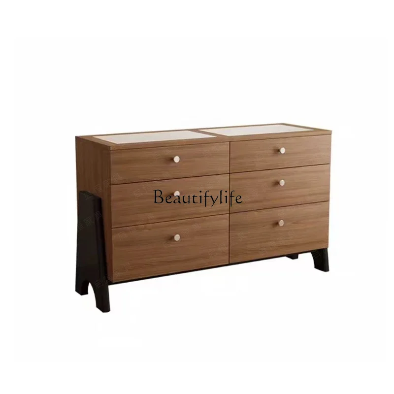 

*French retro solid wood six-chest cabinet medieval dresser drawer storage cabinet