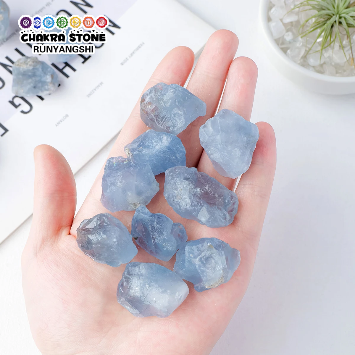 50g sac naturel brut brut bleu célestite géode cristal Quartz pierre roche minérale dégrages décoration de la maison pierres naturelles