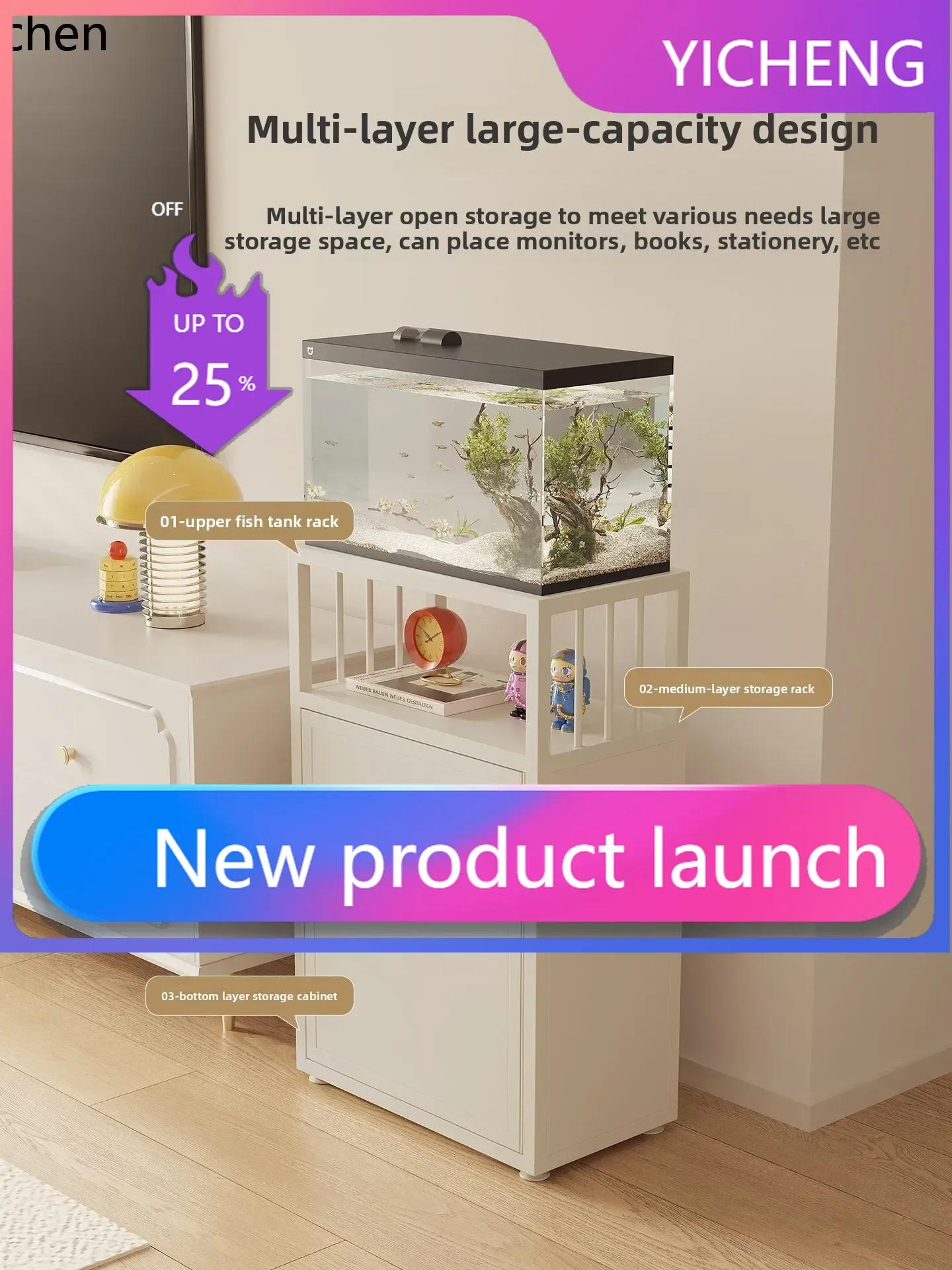 

LYY Fish Tank Cabinet Special Base Cabinet Living Room Heightening Shelf Heavy-Duty Base Placement Cabinet Storage Rack