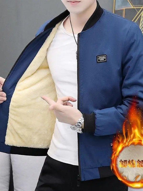 

Мужская тонкая куртка на подкладке, осенне-зимняя повседневная облегающая хлопковая одежда, корейская молодежная повседневная одежда, съемная дней...