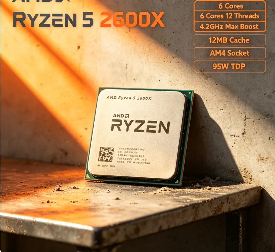 AMD R5 2600X 12nm AM4 Desktop Processor 6C12T 95W TDP 4.2GHz Boost For DIY E-Sports Gaming Assembly PC Without Stock Cooler