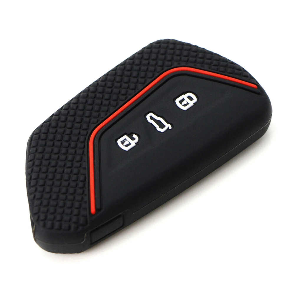 High Quality Car Key Case For Skoda Octavia Full Package Silicone Waterproof Black Black Red Line For Golf MK8