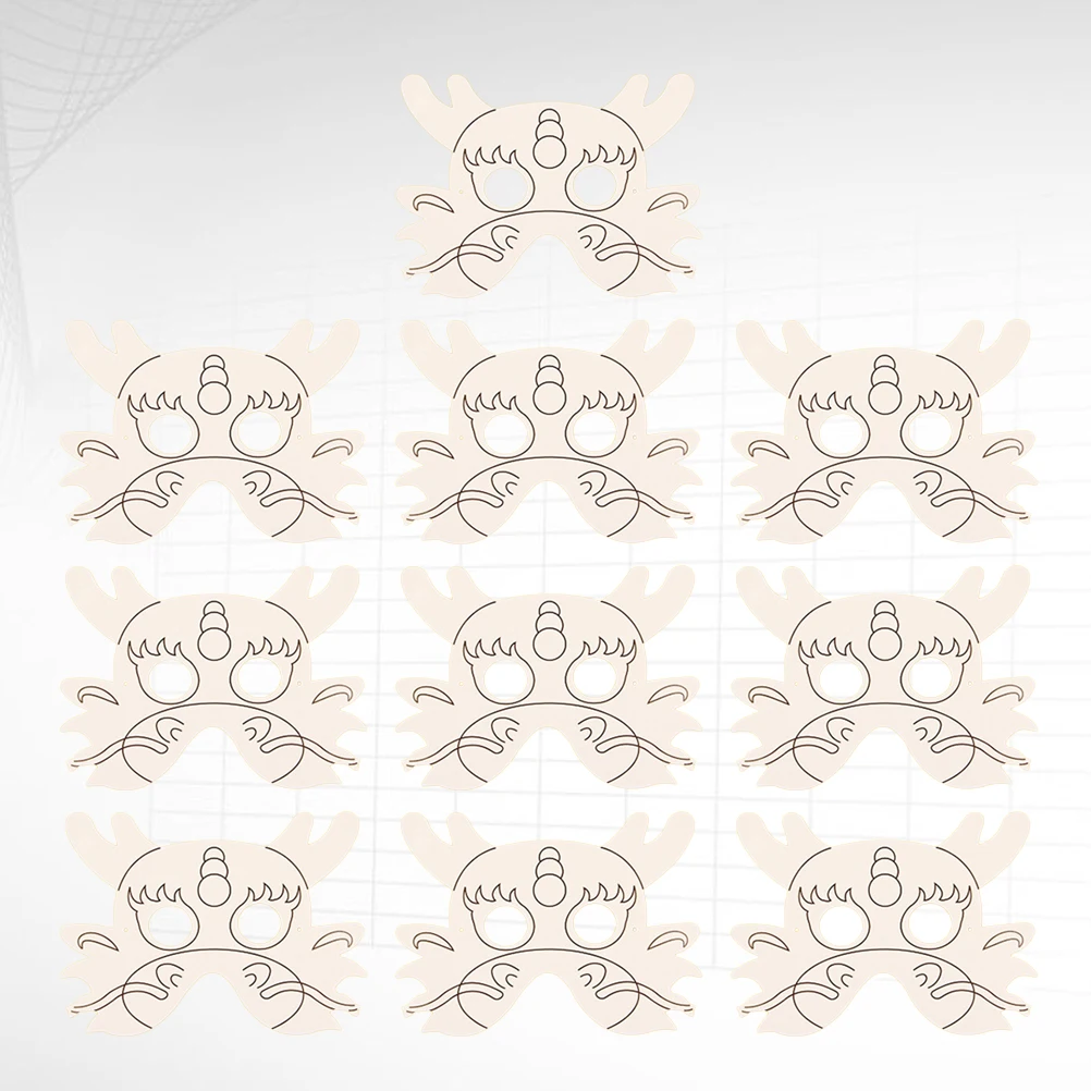 10 szt. Zestaw do samodzielnego malowania papierowych masek smoków, trwałe, kreatywne materiały do rysowania, puste maski papierowe dla dzieci do samodzielnego wykonania.