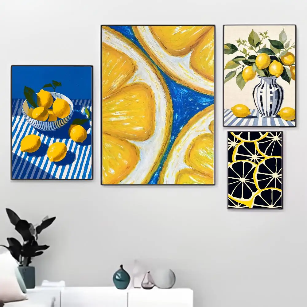 Lemons Painting Calligraphy Paper Print Home Living Room Bedroom Entrance Bar Cafe Art Decorative Paintings