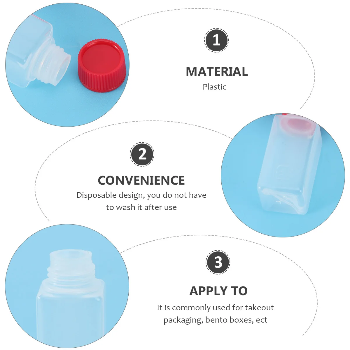 

100Pcs Food-Grade Plastic Sauce Bottles Transparent Design Lightweight Portable for Home and Travel Use Seasoning Bottle