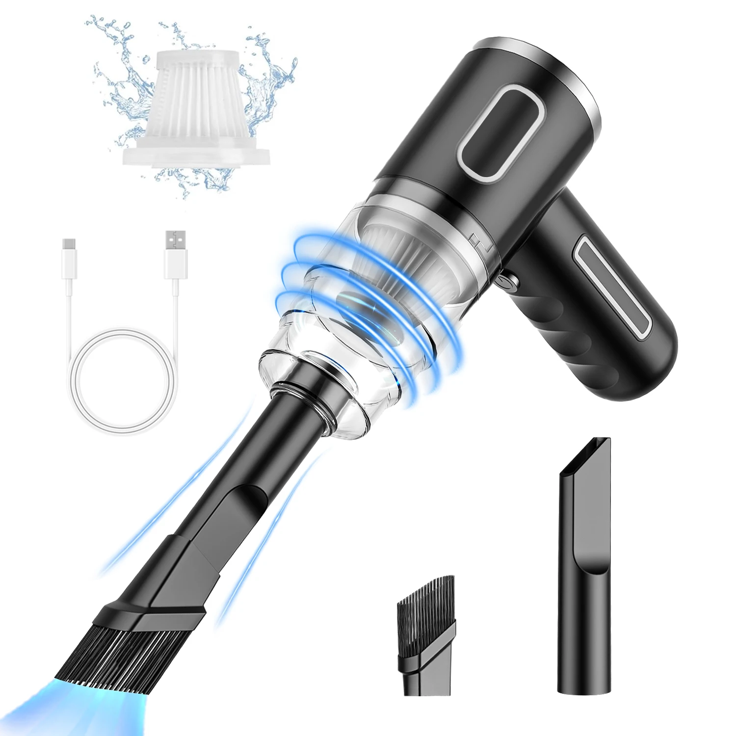 

Беспроводной автомобильный пылесос, перезаряжаемый ручной пылесос с сильным всасыванием и воздушная тряпка для дома, автомобиля, офиса для домашних животных