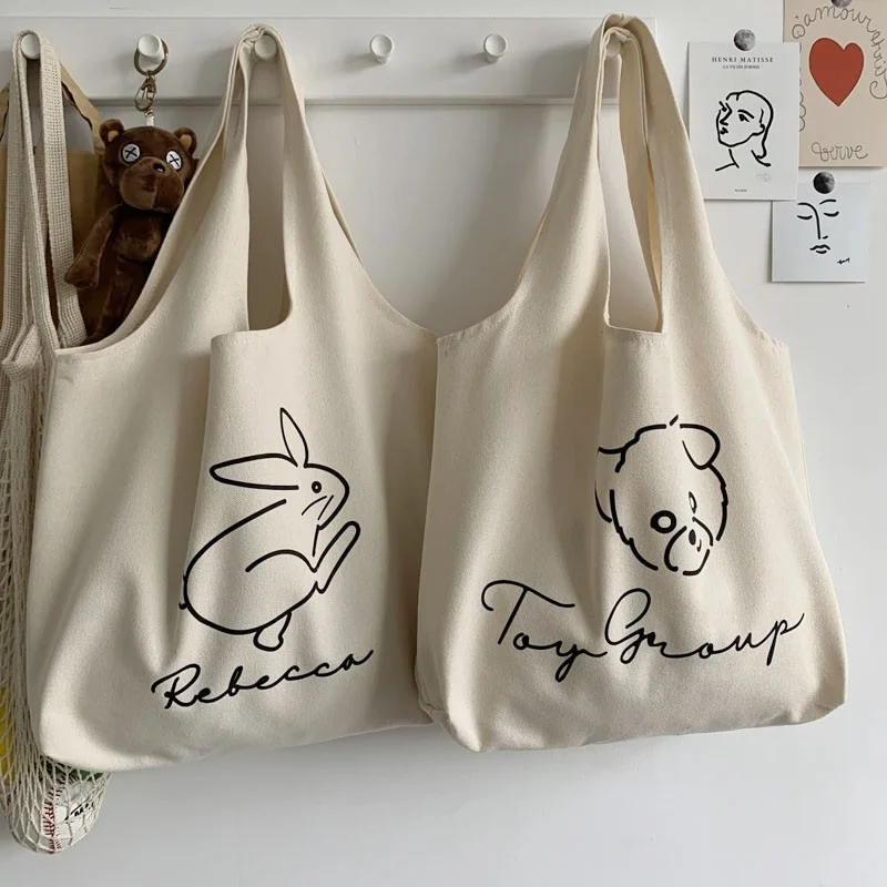 Tote Bags voor dames Canvas tas Illustratie Rugzak Artistiek Retro Grote capaciteit Casual schoudertas Moeder Kid Tassen voor meisjes