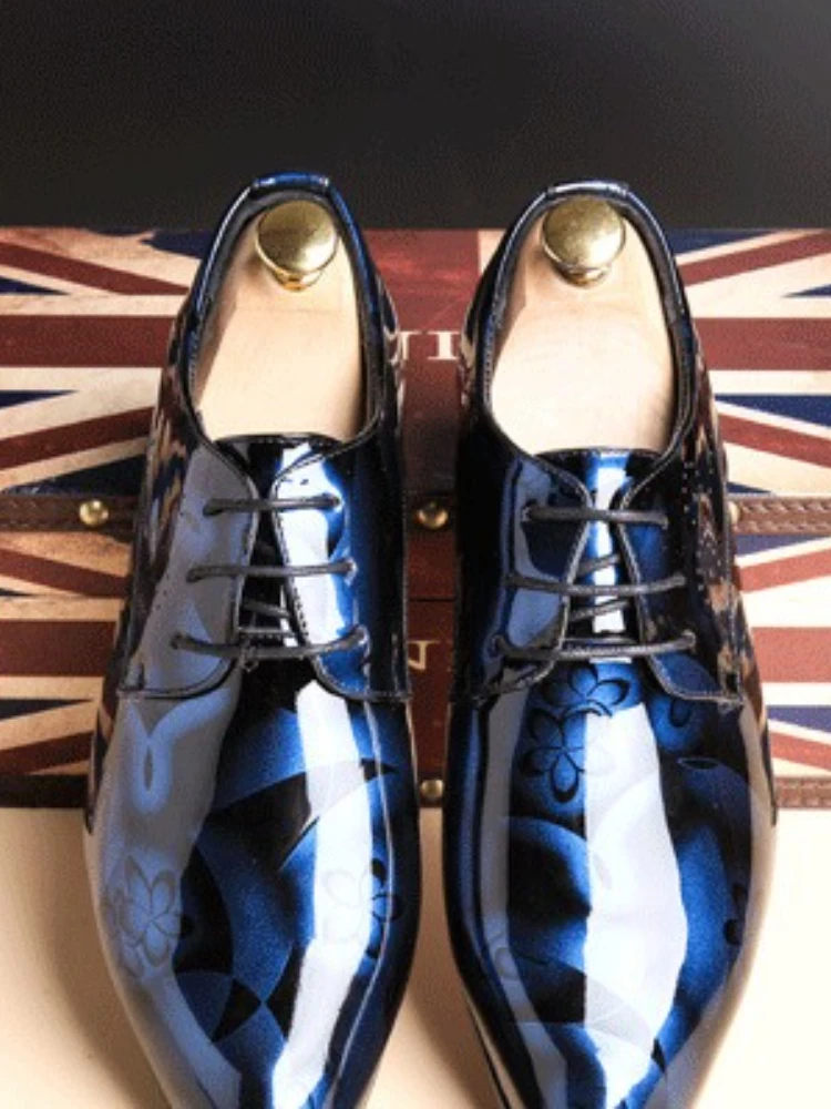 Bureau hommes chaussures habillées en cuir verni chaussure d'affaires à lacets grande taille homme chaussure de mariage mode bout pointu hommes chaussures 2025 nouveau
