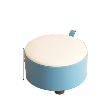 Blue Folding Plastic Stool Ottoman for Living Room Backrest Chair Puff De Quarto Aesthetic Wheels Portable Telescopic Footrest