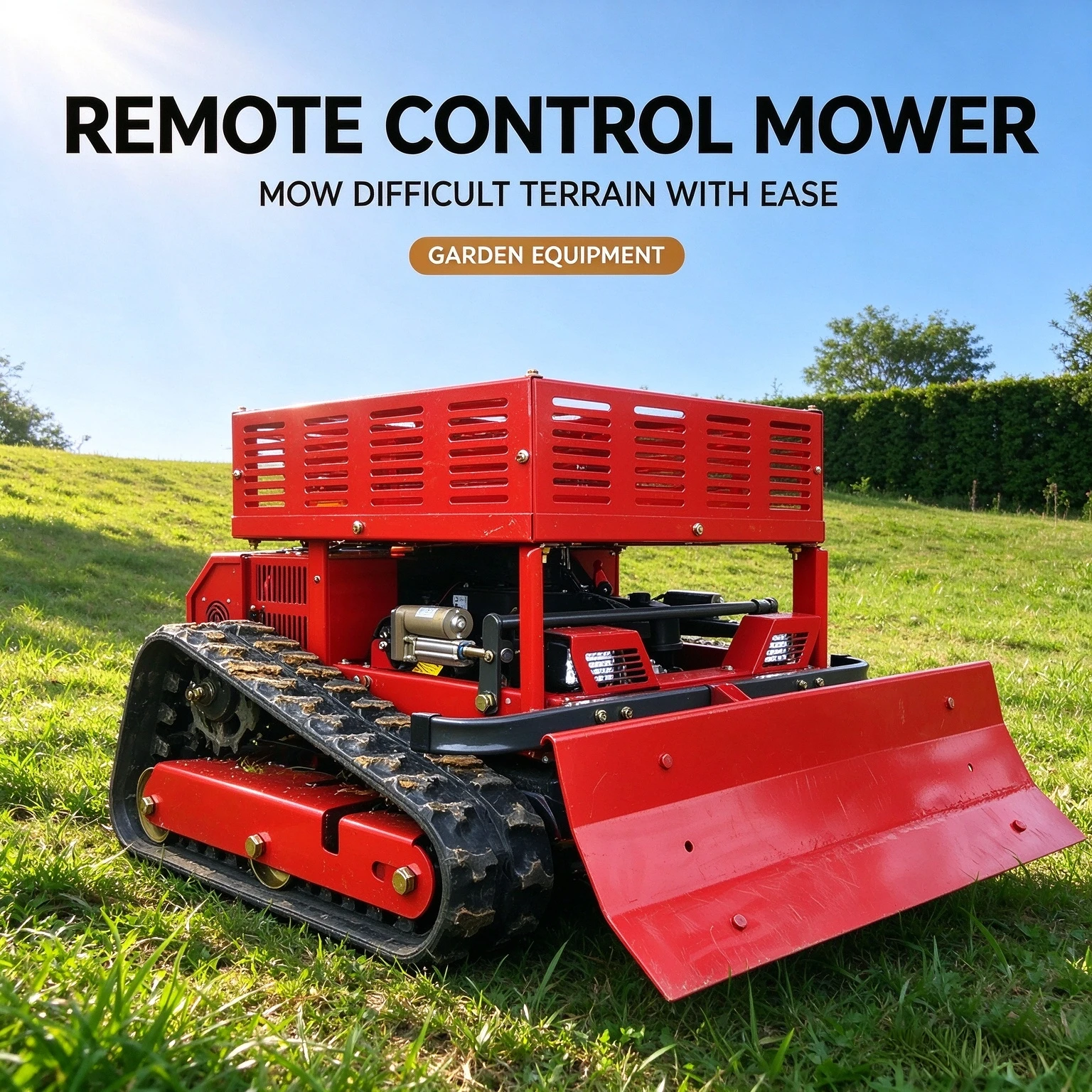 Customized Rechargeable Electric Crawler Grass Cutter Remote Control RC Lawn Mower All Terrain for Hillside Orchard Farm