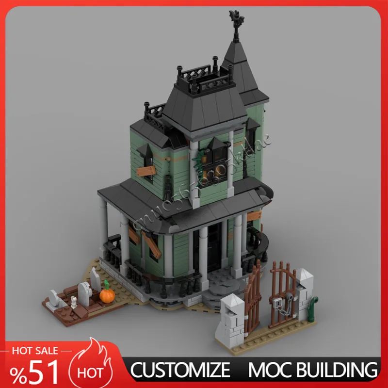 958 Parts MOC Medieval Haunted Mansion Modular Model Building Blocks DIY Sets Education Assembly Bricks Toys Kids Halloween Gift