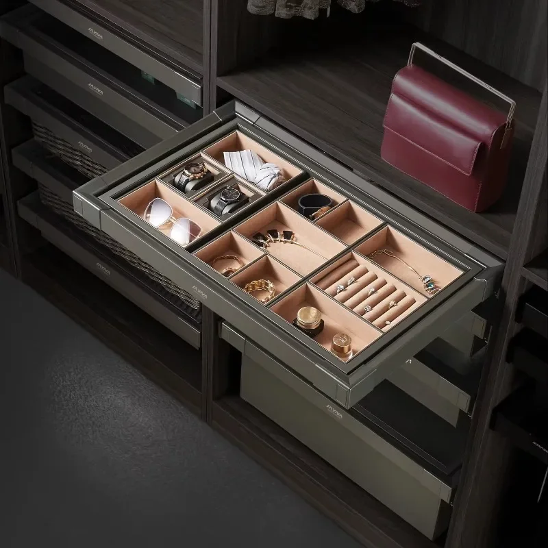Pull-out soft closed slide storage hardware wardrobe jewelry storage box