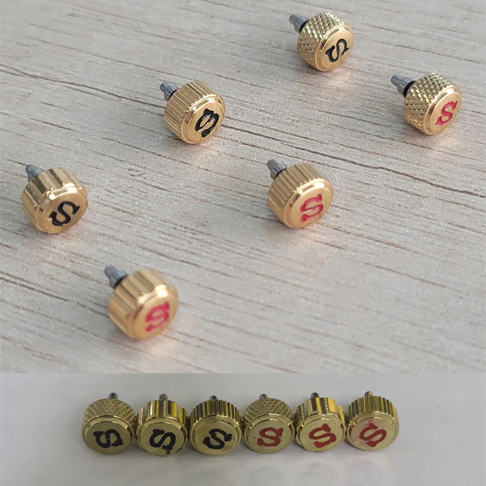 

Golden Stainless Steel Watch Crown with Watch Stem for NH35 NH36 NH34 4R35 4R36 7S26 SKX007 SKX009 Watch Repair Parts S Crown