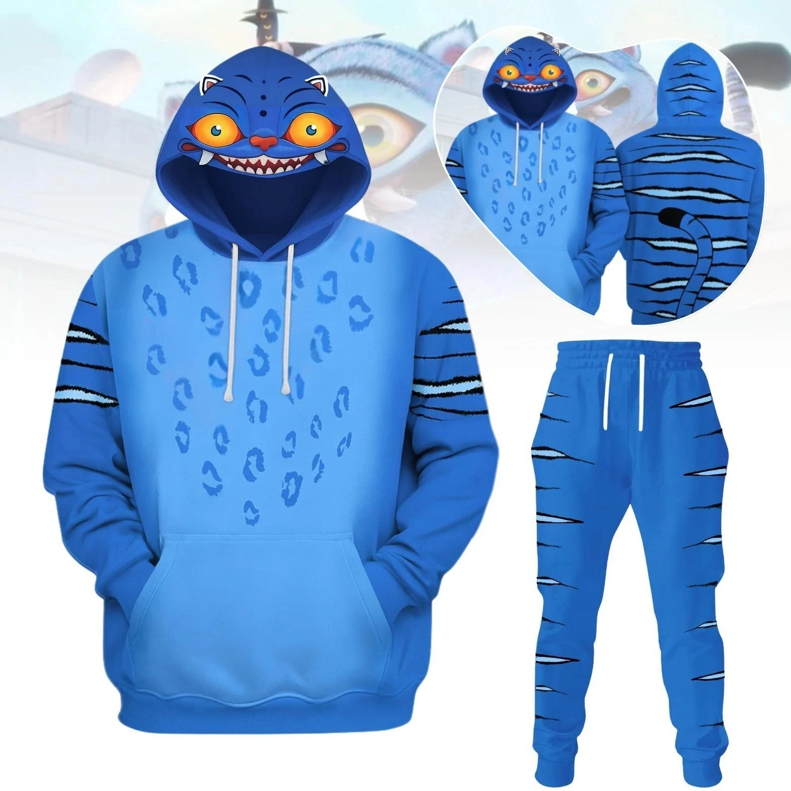 

Tiger Mens Sweatshirt Set Kpop Demon Hunters 3d Print Sets Men Women Fashion Hoodie+Pant 2Pcs Sets Men Sports Clothing Tracksuit