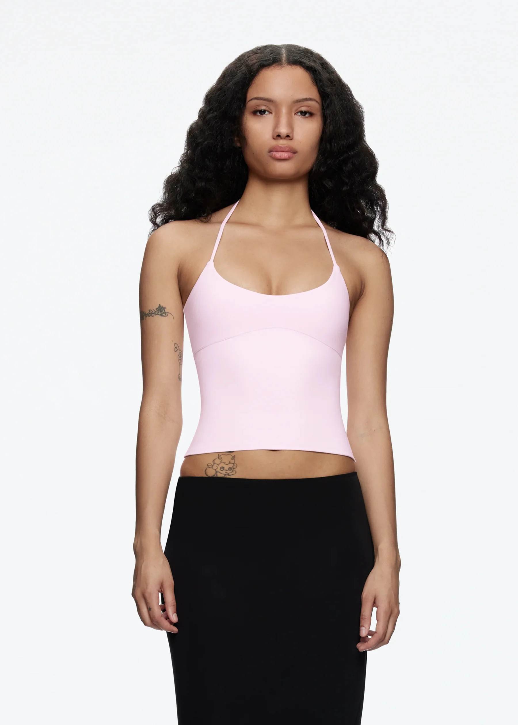 Tank Multi-Color Adjustable Strap Halter Neck Crop Top Cherry Red and Pink Spaghetti Strap Back Cutout Design Top