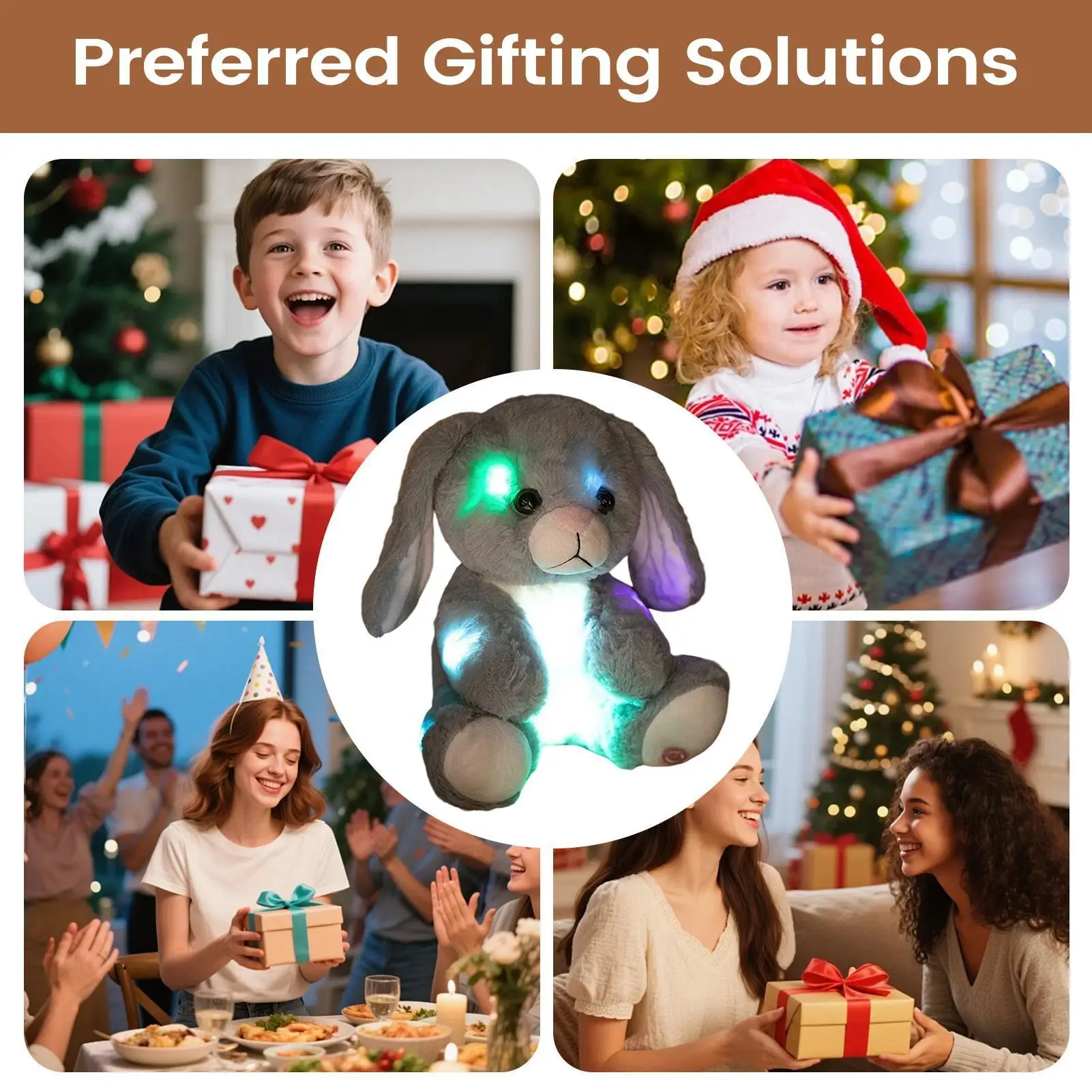 Leuchtendes Stofftier, 9,8 Zoll Hase, kuschelige Puppen, Sammlerspielzeug, gefüllter Hase, Plüsch für Jungen und Mädchen, Zuhause, Kinderzimmer, Schlafzimmer