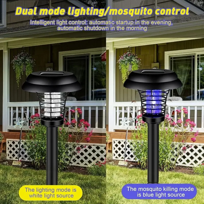 Solar Mosquito Killer Light with 2 Light Mode Outdoor Waterproof FLSTAR FIRE Bug Zapper Mosquito Trap Lamps Garden Lawn Camping