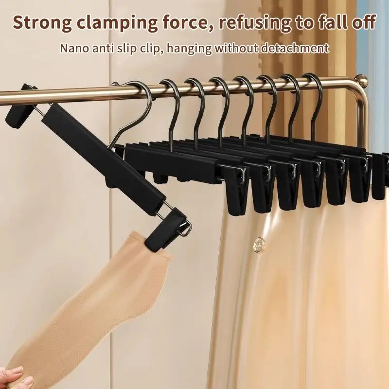 10PCS 4 Colors Options Available Space-Saving Clothes Skirts And Pants Hangers With Adjustable Clips Wardrobe Storage Organiser