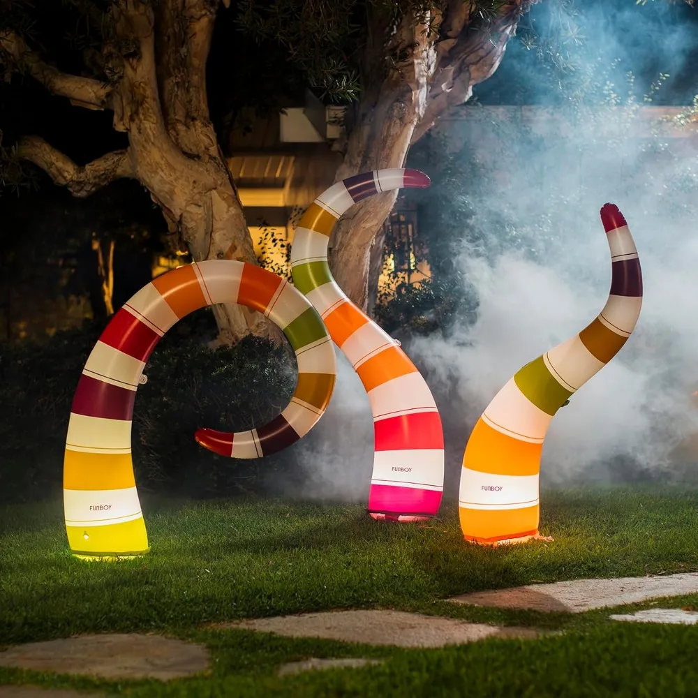 Giant Inflatable Light-Up Yard Snake for Scary Halloween Decorations, Suitable for Indoor and Outdoor Use, 3-Pack