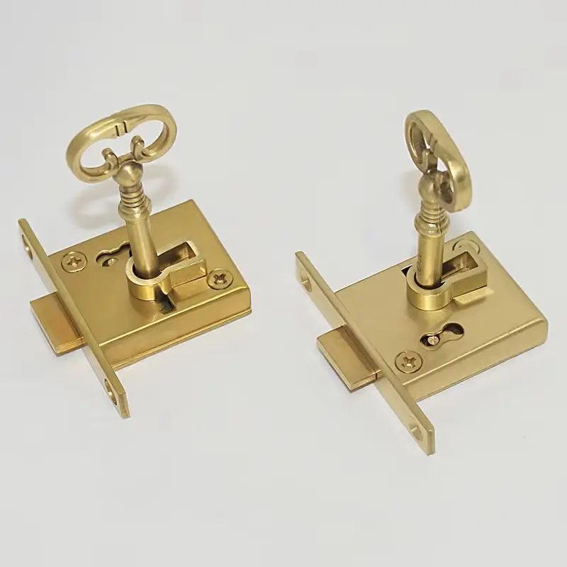 HOT 6PCS Brass European Drawer Cabinet Locks Hidden Furniture Cupboard Locker File Cabinet Locks Wood Cases Box Dresser Lock+Key