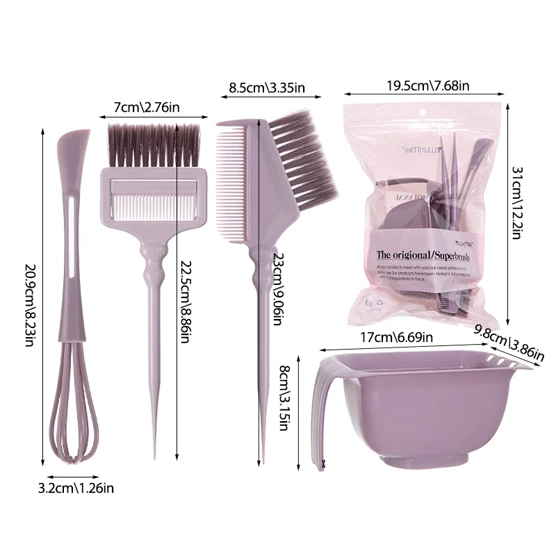 

4Pcs Hair Dyeing Kit with 2 Brushes 1 Mixer And Large Capacity Toning Mixing Container for Salon And Home Use