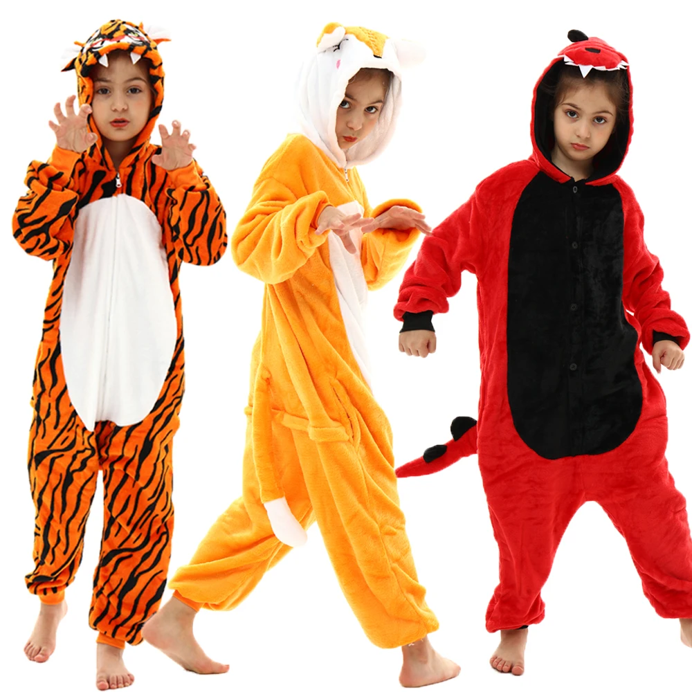 Halloween tygrys jednorożec dinozaur Charmander Onesie Kigurumi dzieci zwierząt przebranie na karnawał piżama dziecięca 4 6 8 10 12 lat