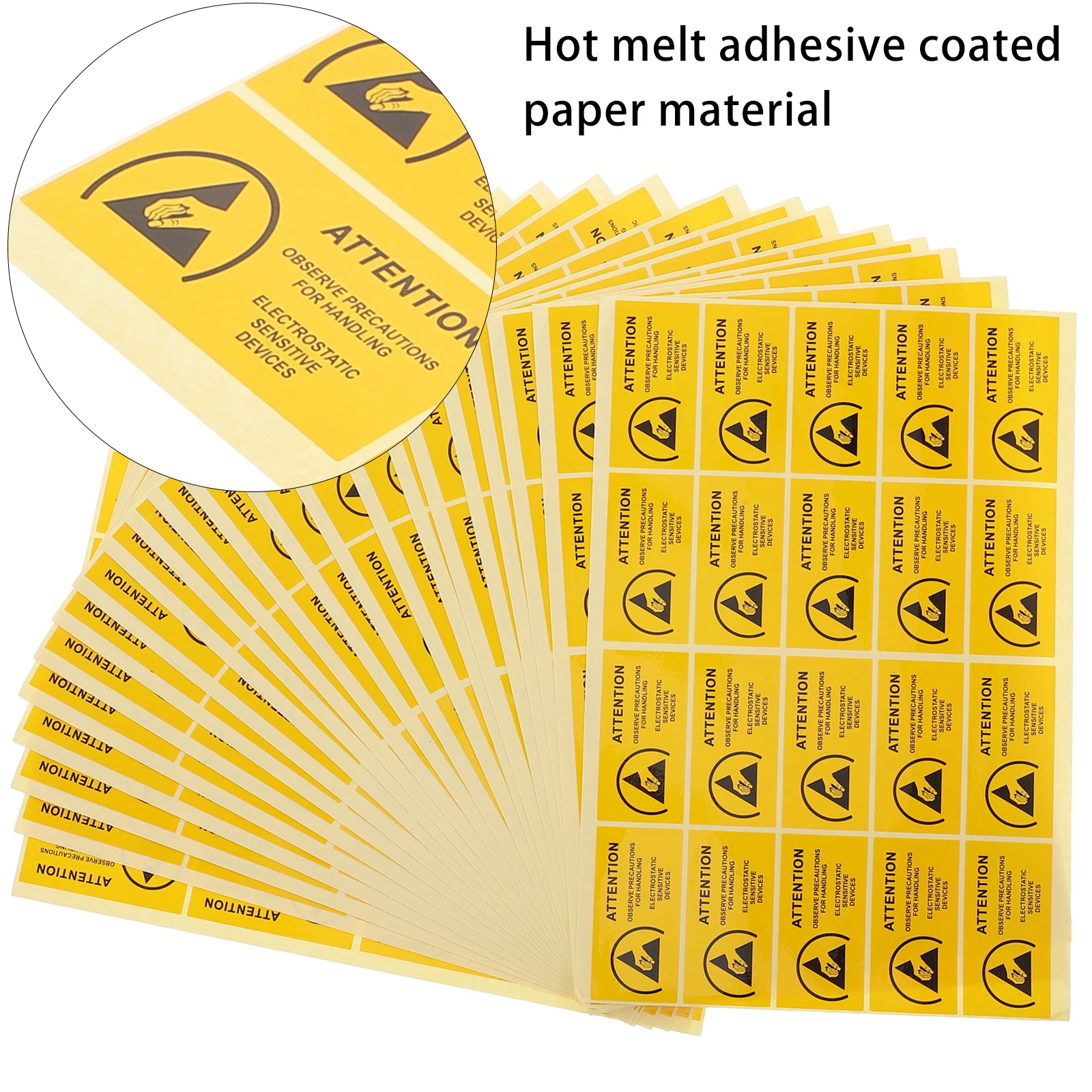 

450pcs 60X30Mm Extra Thick Static Devices Stickers Warning Sign For Car Shop Wall Decal Yellow Labor Protection Use